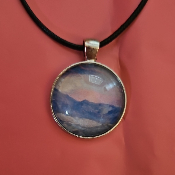 Blue, Pink, and Silver Pendant Necklace Z Ropr Chain - Picture 1 of 5